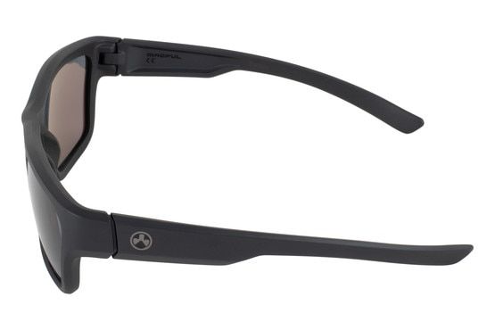 Magpul Pivot ballistic sun glasses with black frame and grey lenses.